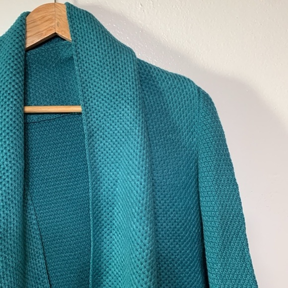 Teal Slouchy Oversized Poncho Cardigan Knitted Sweater Size L - Picture 2 of 4